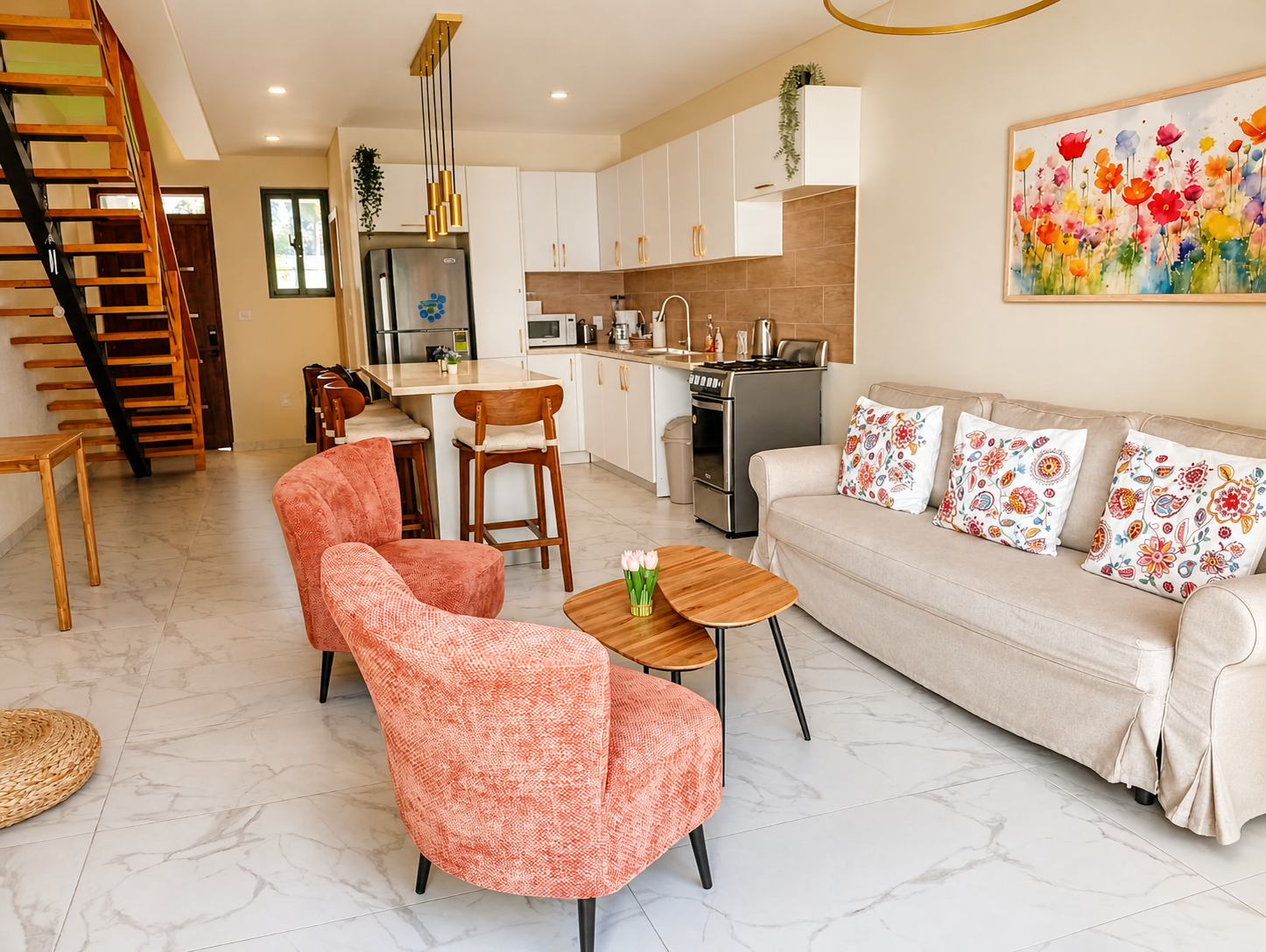 Open-plan living and kitchen